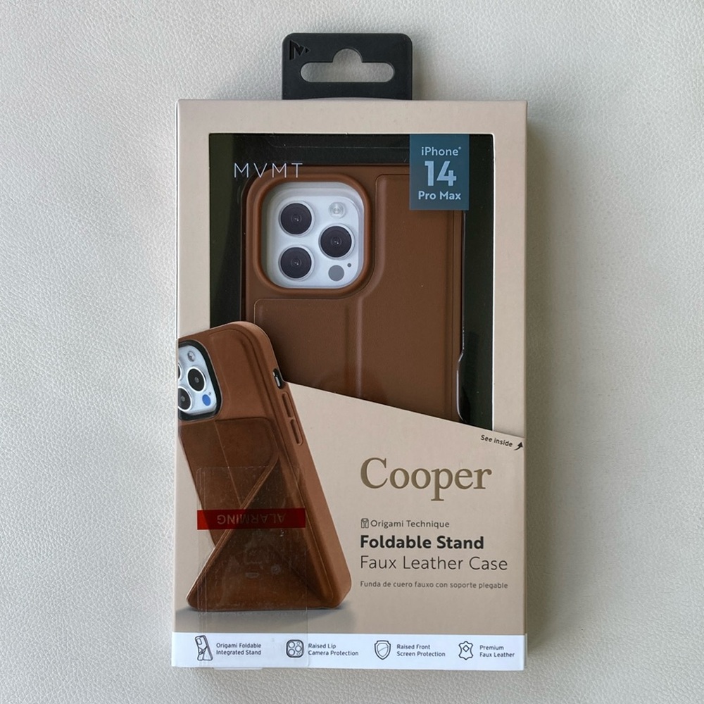 MVMT iPhone 14 Pro Max Phone Case Cooper Faux Leather Foldable Stand NIB